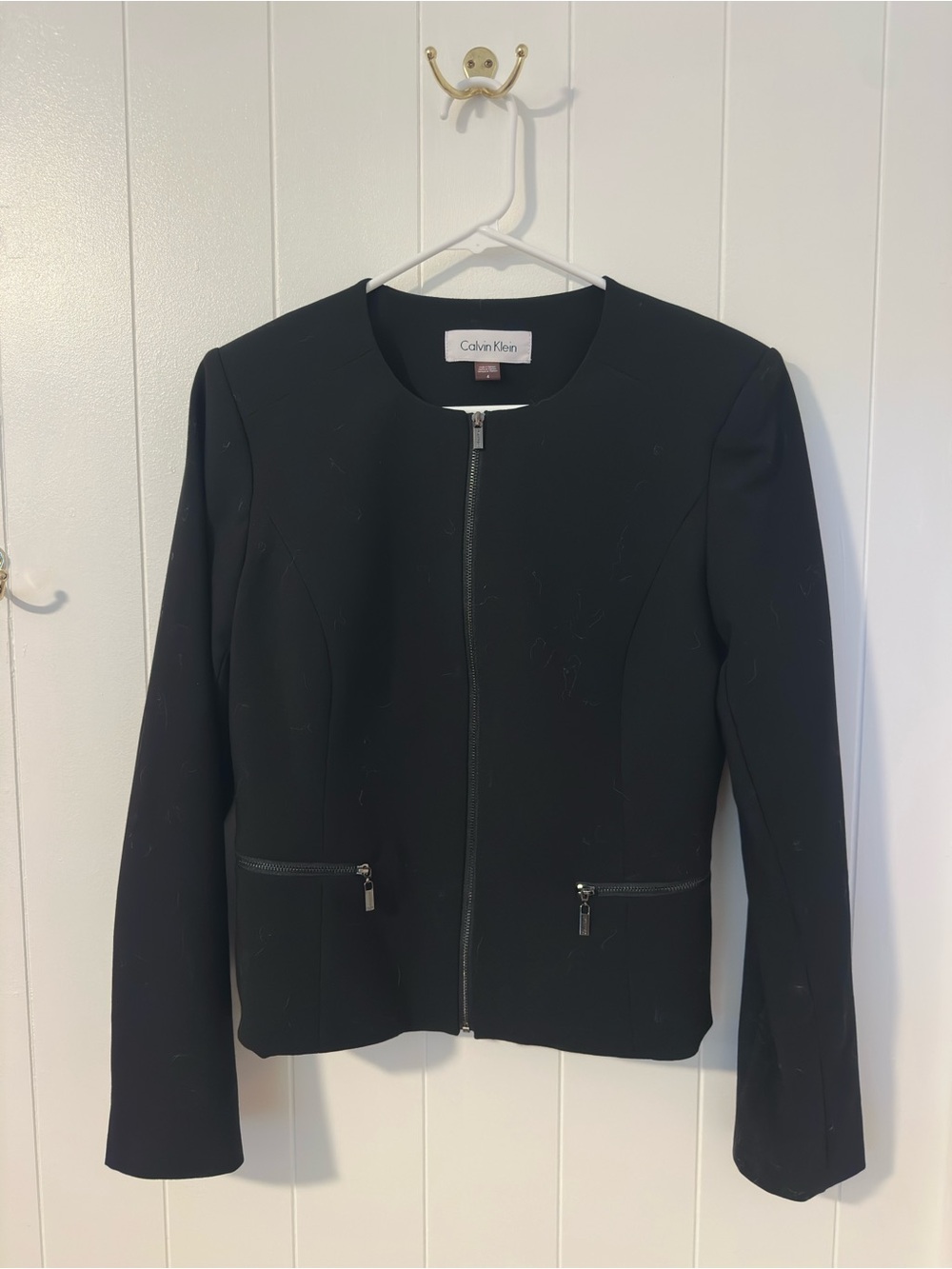 Calvin Klein Collarless Zip-Front Blazer